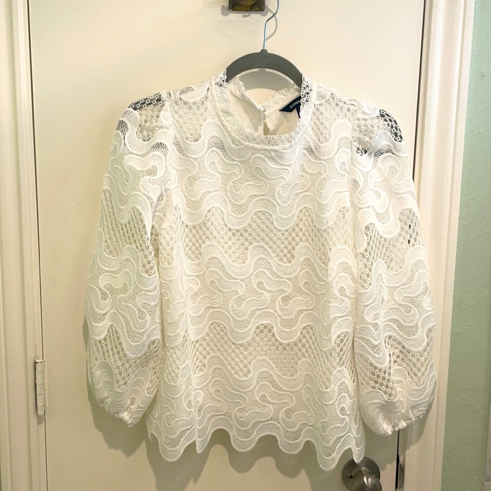 Express White Crochet Blouse - Sz XS